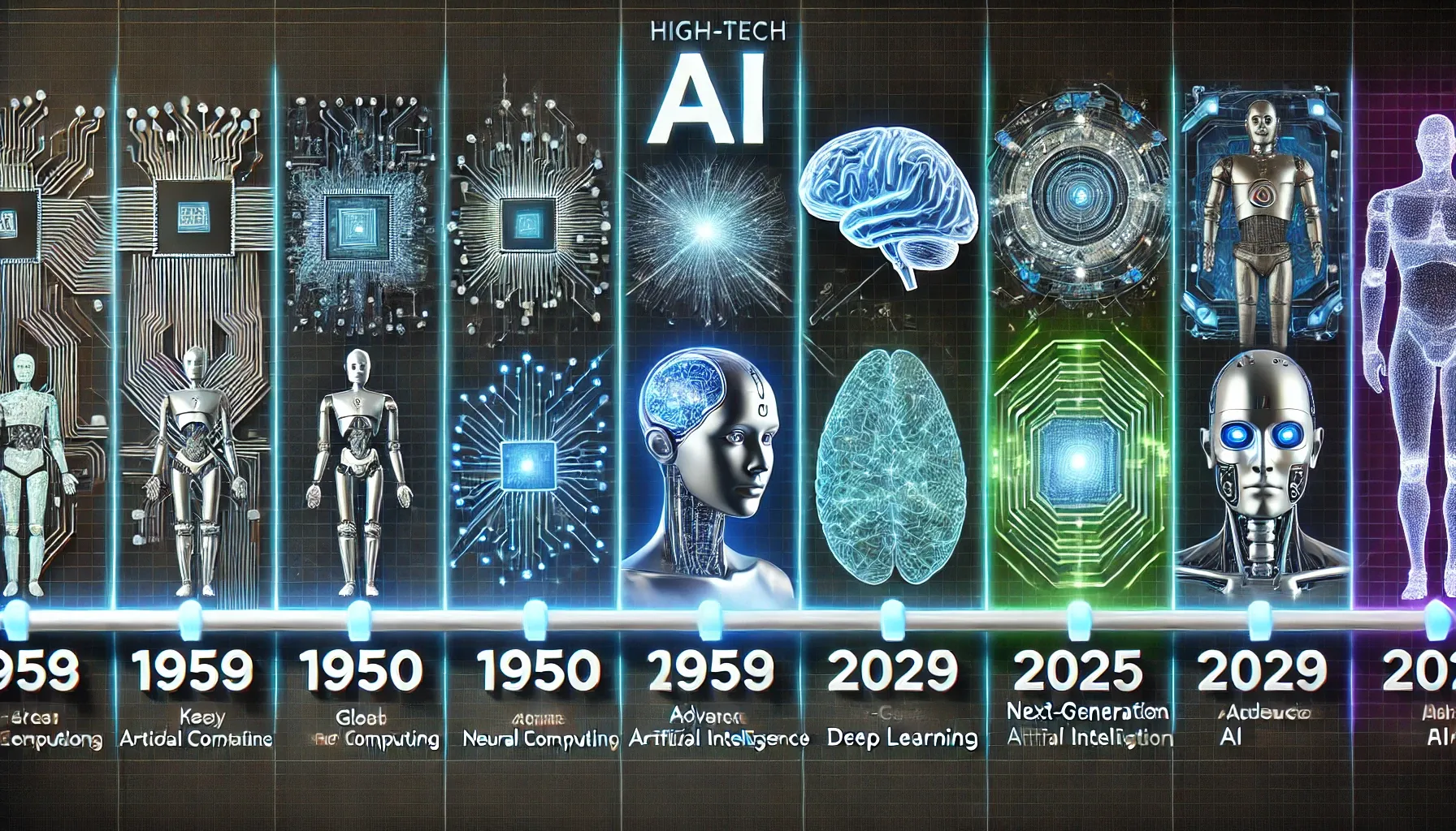 timeline highlights key milestones in the history of artificial intelligence (AI)